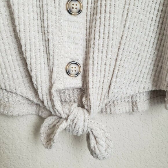 NWT Pink Rose Women's Cardigan‎ V-Neck Waffle Knit Long Sleeves Tie Knot XL - Picture 4 of 14